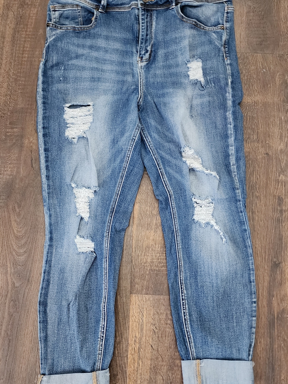 Indigo Rein Light Blue Distressed Boyfriend Jeans